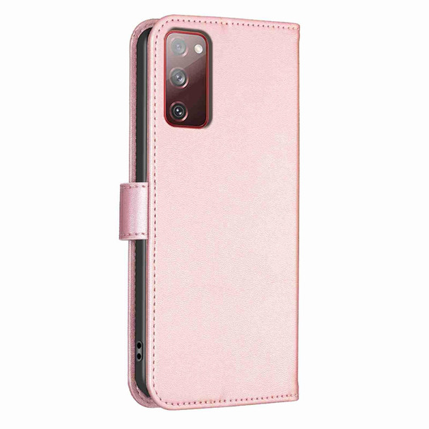 For Samsung Galaxy S20 Four-leaf Embossed Leatherette Phone Case(Pink)