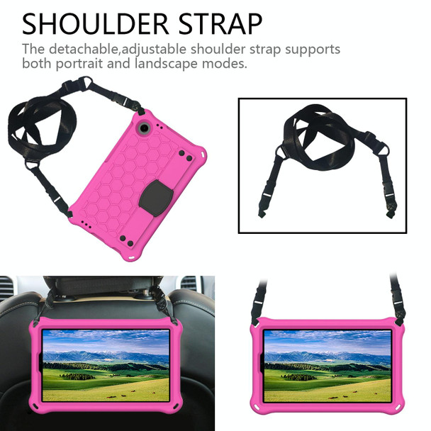 For Blackview Tab 60 8.7 2023 Honeycomb EVA Hybrid PC Tablet Case with Strap(Rose Red+Black)