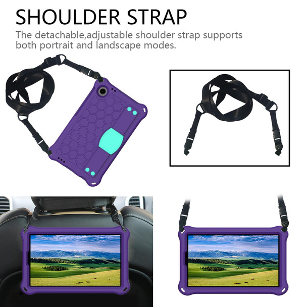 For Blackview Tab 60 8.7 2023 Honeycomb EVA Hybrid PC Tablet Case with Strap(Purple+Aqua)