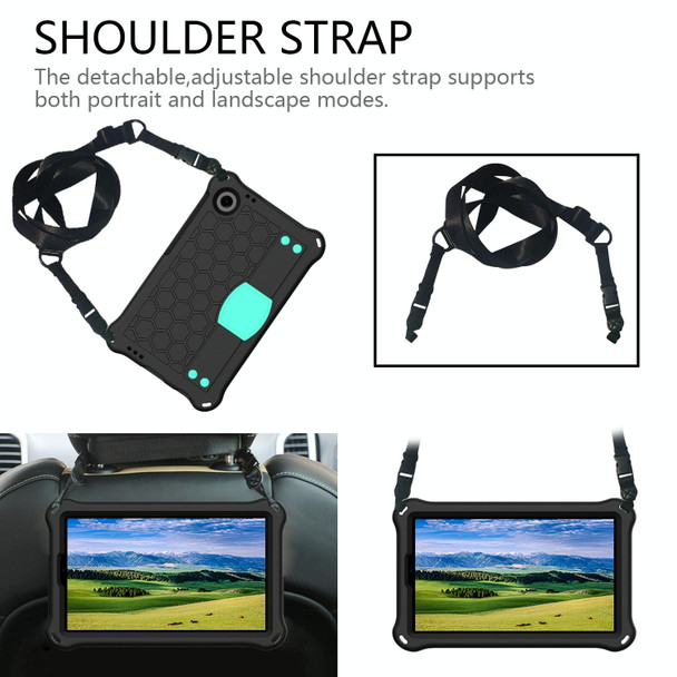 For Blackview Tab 60 8.7 2023 Honeycomb EVA Hybrid PC Tablet Case with Strap(Black+Aqua)