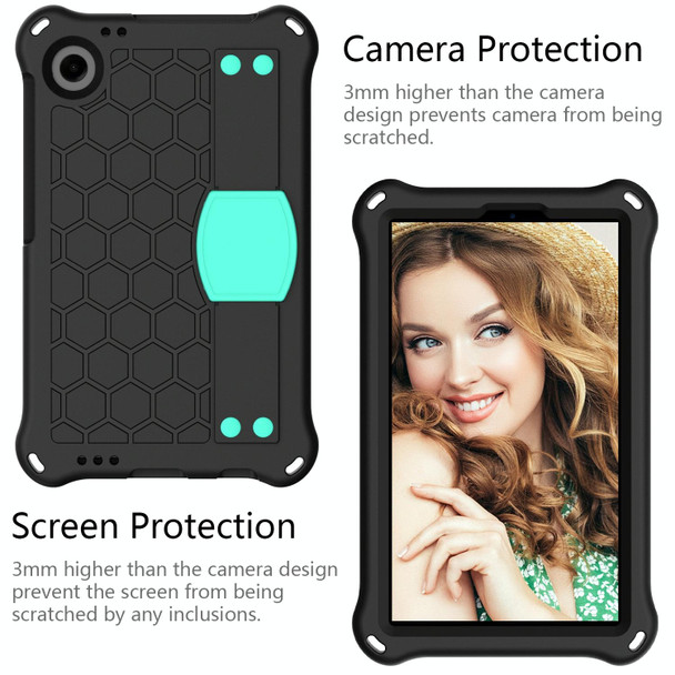 For Blackview Tab 60 8.7 2023 Honeycomb EVA Hybrid PC Tablet Case with Strap(Black+Aqua)