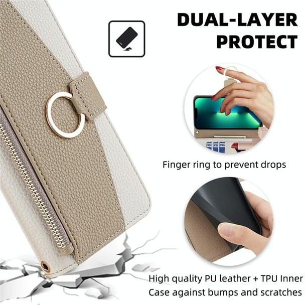 For Samsung Galaxy A02 Crossbody Litchi Texture Leatherette Phone Case(White)