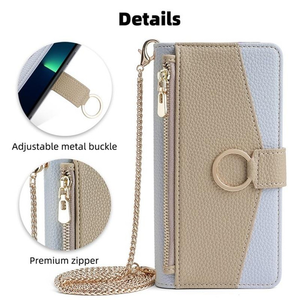 For Samsung Galaxy S22+ 5G Crossbody Litchi Texture Leatherette Phone Case(Blue)
