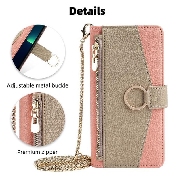 For Samsung Galaxy S21 Ultra 5G Crossbody Litchi Texture Leatherette Phone Case(Pink)