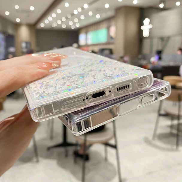 For Samsung Galaxy S22 5G MagSafe Glitter Hybrid Clear TPU Phone Case(White)
