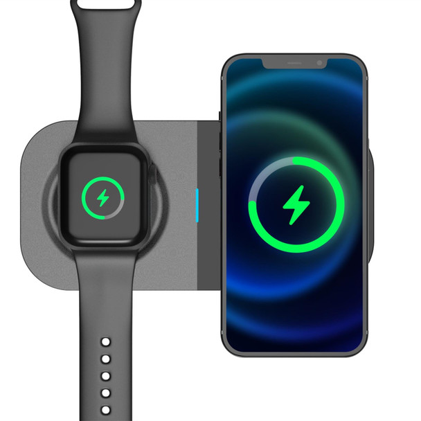 2 In 1 Wireless Charger Suitable - Apple/QI Mobile Phone & Apple Watch 7/SE/6/5/4/3/2(Black)