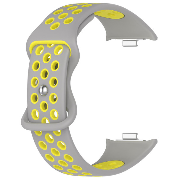 For Redmi Watch 4 Dual Color Perforated Silicone Watch Band(Gray Yellow)