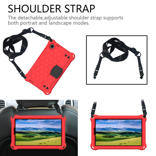 For Alcatel Joy Tab2 2020 / 3T 8.0 Honeycomb EVA Hybrid PC Tablet Case with Strap(Red +Black)
