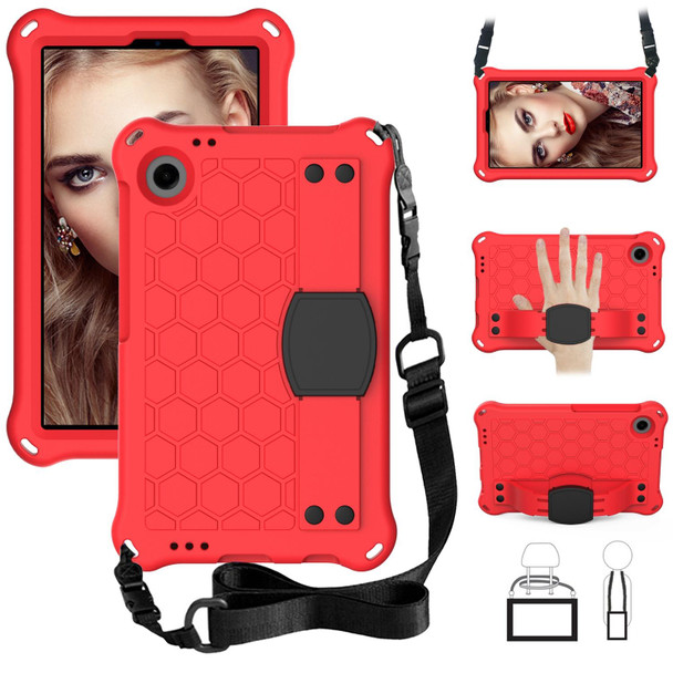 For Alcatel Joy Tab2 2020 / 3T 8.0 Honeycomb EVA Hybrid PC Tablet Case with Strap(Red +Black)