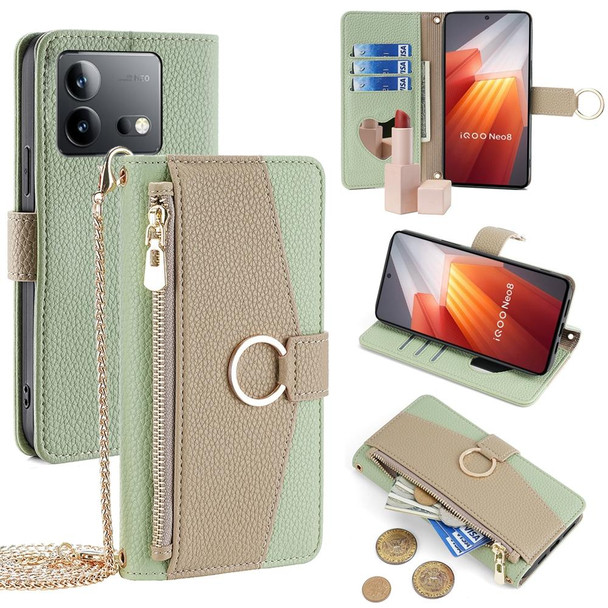 For vivo iQOO Neo 8 5G / iQOO Neo 8 Pro 5G Crossbody Litchi Texture Leatherette Phone Case(Green)