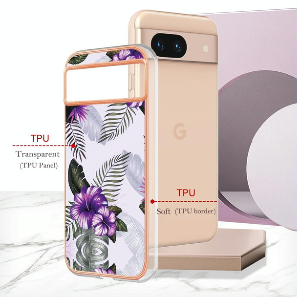 For Google Pixel 8a Electroplating IMD TPU Phone Case(Purple Flower)
