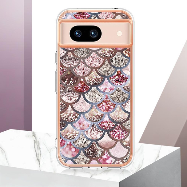 For Google Pixel 8a Electroplating IMD TPU Phone Case(Pink Scales)