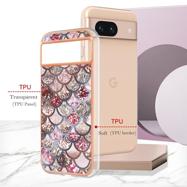 For Google Pixel 8a Electroplating IMD TPU Phone Case(Pink Scales)