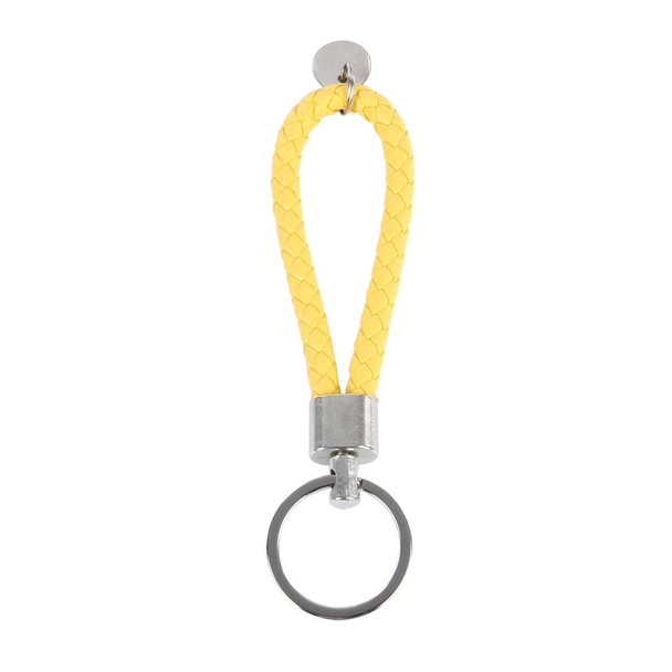 Car Key Ring Holder With Leatherette Strip (Yellow)