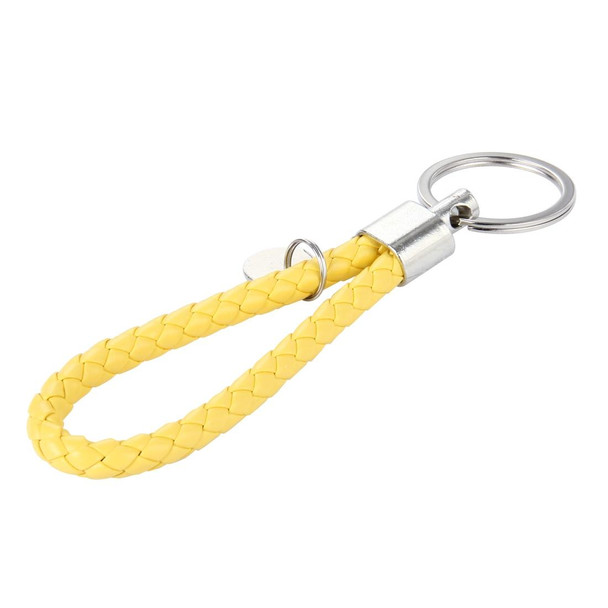 Car Key Ring Holder With Leatherette Strip (Yellow)