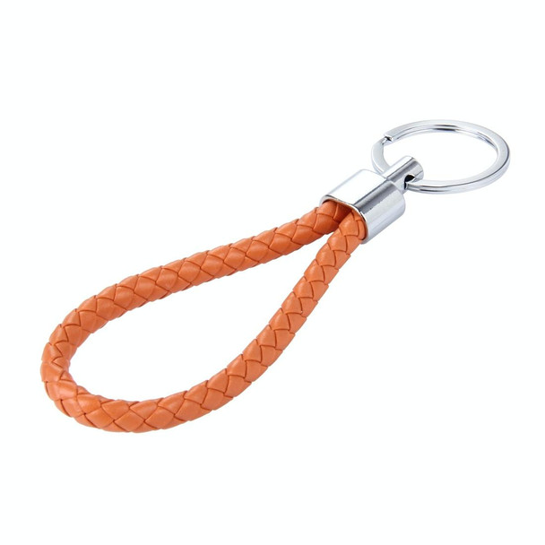 Car Key Ring Holder With Leatherette Strip (Orange)