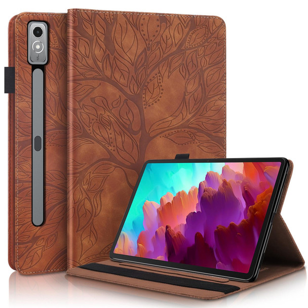 For Lenovo Tab P12 /Xiaoxin Pad Pro 12.7 Life Tree Series Horizontal Flip Leatherette Tablet Case(Brown)