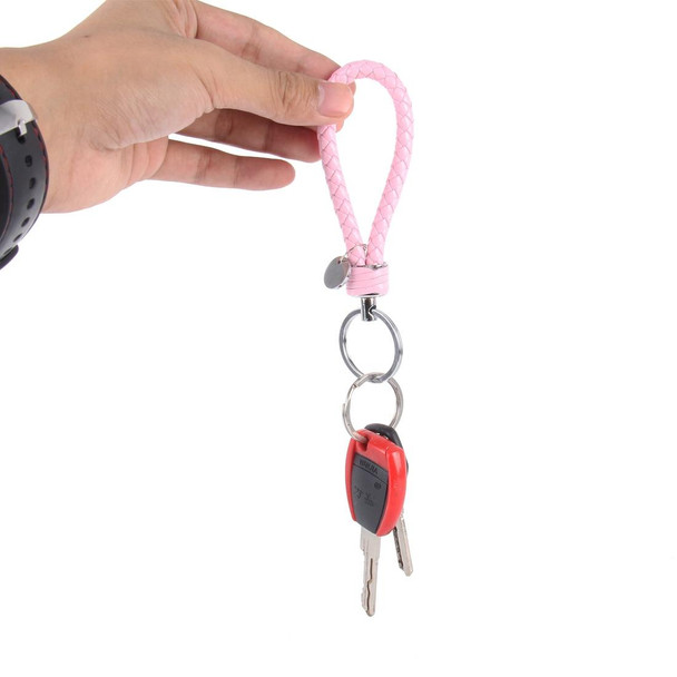 Car Key Ring Holder With Leatherette Strip(Pink)