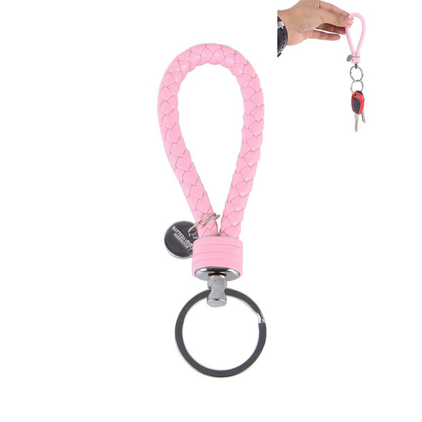 Car Key Ring Holder With Leatherette Strip(Pink)