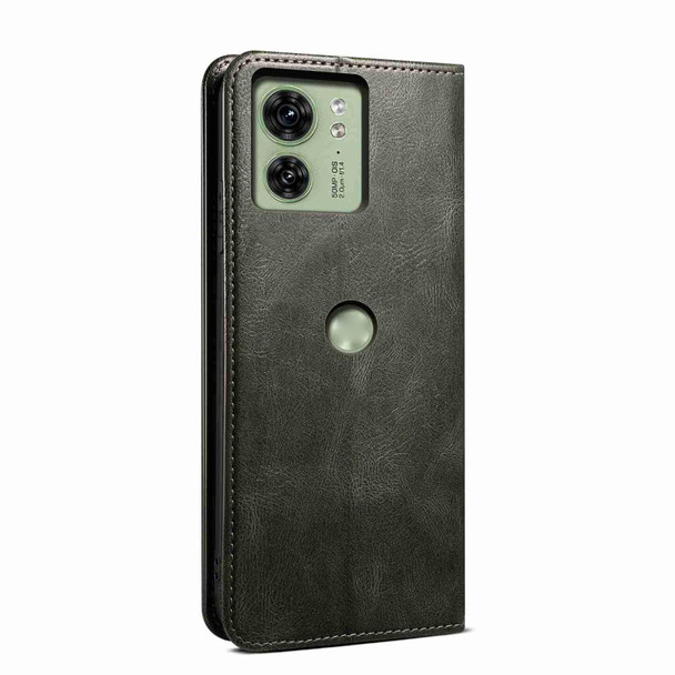 For Motorola Edge 40 Oil Wax Crazy Horse Texture Leatherette Phone Case(Green)