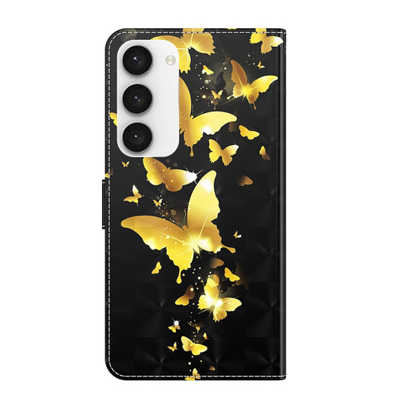 For Samsung Galaxy S24 5G 3D Painting Pattern Flip Leatherette Phone Case(Gold Butterfly)