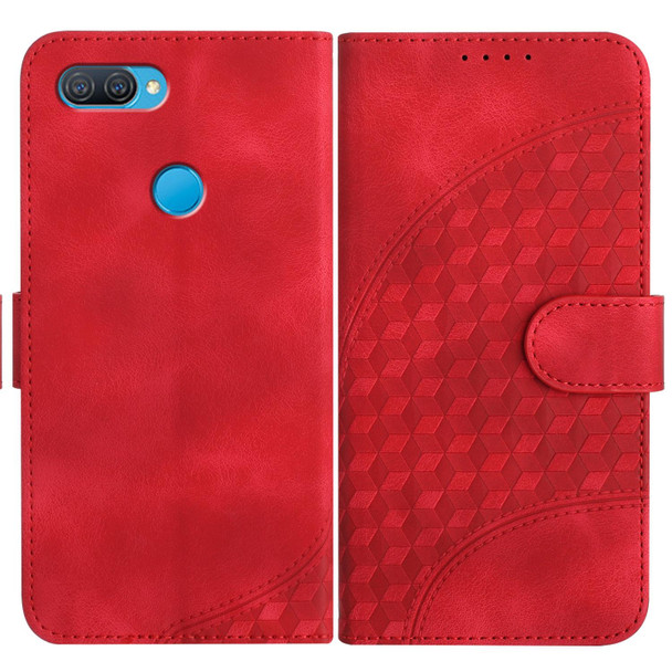 For OPPO A12/A7/A5s YX0060 Elephant Head Embossed Phone Leatherette Case with Lanyard(Red)