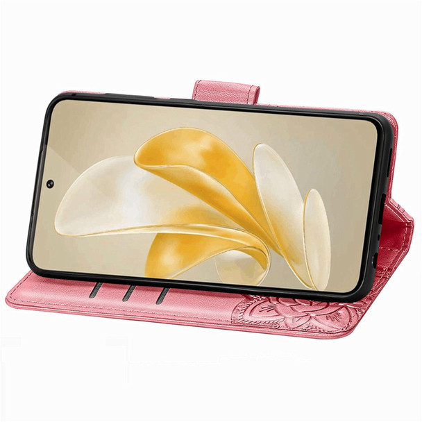 For vivo iQOO 12 5G Butterfly Love Flower Embossed Leatherette Phone Case(Pink)