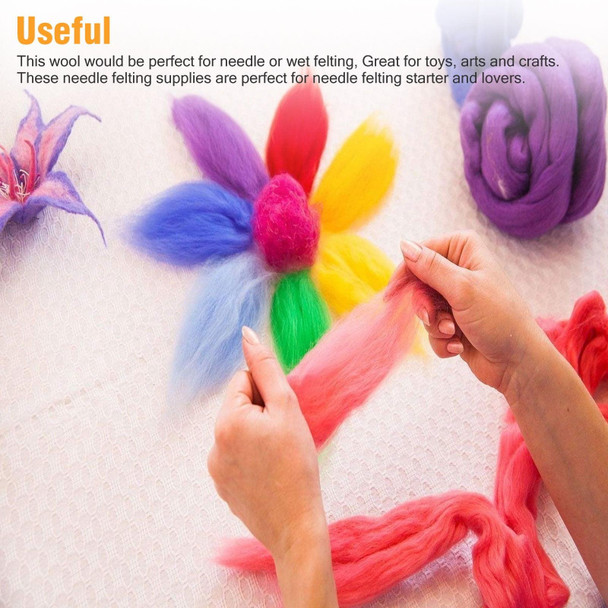 36 Colors With Tool  Wool Felt Needle Felting Kit Manual DIY Colored Felt Stitching