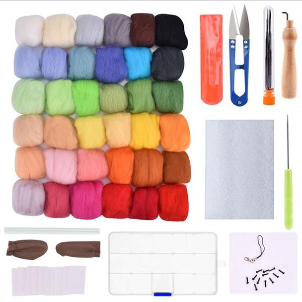 36 Colors With Tool  Wool Felt Needle Felting Kit Manual DIY Colored Felt Stitching