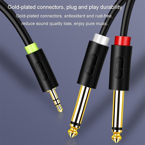 JINGHUA 3.5mm To Dual 6.5mm Audio Cable 1 In 2 Dual Channel Mixer Amplifier Audio Cable, Length: 10m