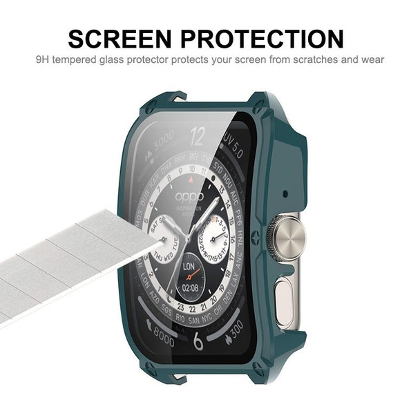 For OPPO Watch 4 Pro ENKAY Hat-Prince Full Coverage PC + Tempered Glass Film Integrated Watch Case(Dark Green)