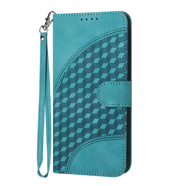 For OPPO A12/A7/A5s YX0060 Elephant Head Embossed Phone Leatherette Case with Lanyard(Light Blue)