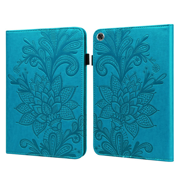 Lace Flower Embossing Pattern Leather Tablet Case - Samsung Galaxy Tab A8 10.5 2021(Blue)