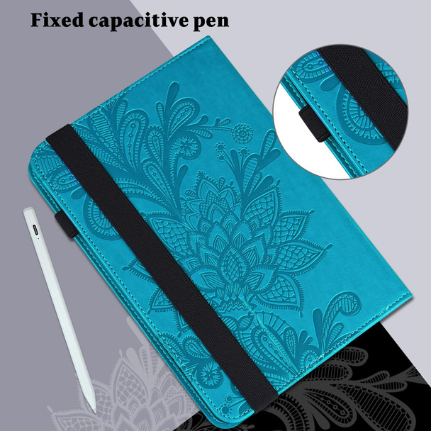 Lace Flower Embossing Pattern Leather Tablet Case - Samsung Galaxy Tab A8 10.5 2021(Blue)