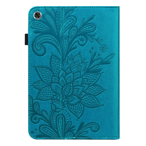 Lace Flower Embossing Pattern Leather Tablet Case - Samsung Galaxy Tab A8 10.5 2021(Blue)
