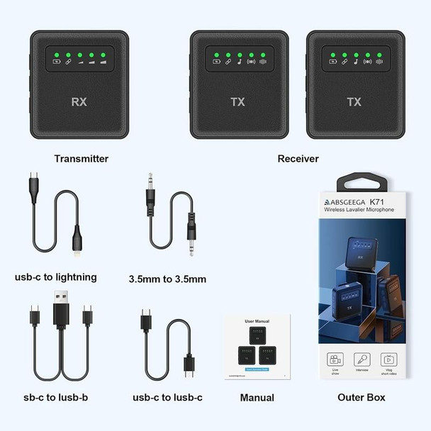 1 To 2 USB Lavalier Wireless Microphone for iPhone & iPad & Android & Cameras