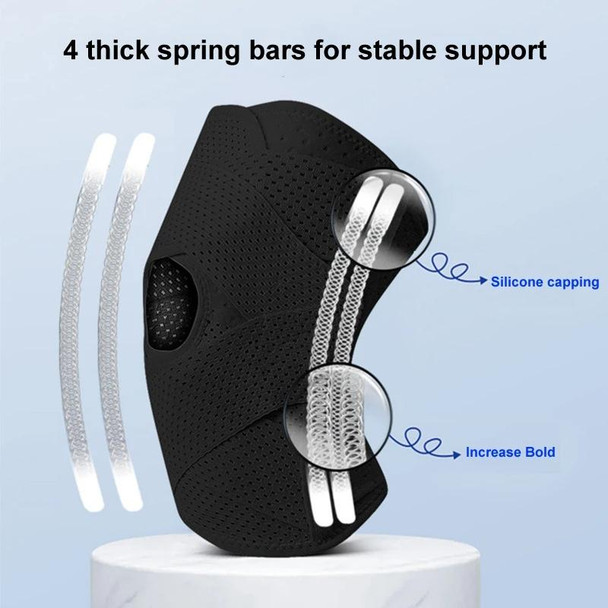 4th Generation Breathable Knee Guard Adjustable Thin Sports Running Cycling Mountaineering Meniscus Knee Joint Patella Strap, Size: M(Black)