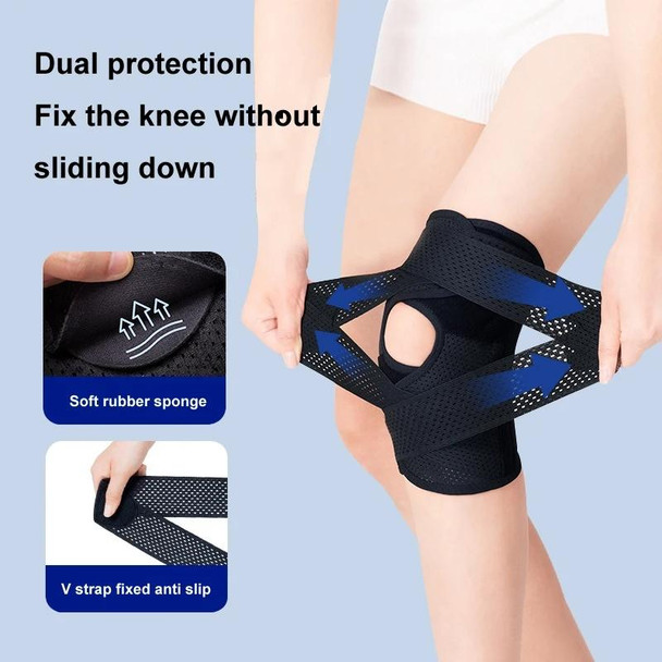 4th Generation Breathable Knee Guard Adjustable Thin Sports Running Cycling Mountaineering Meniscus Knee Joint Patella Strap, Size: XXL(Black)