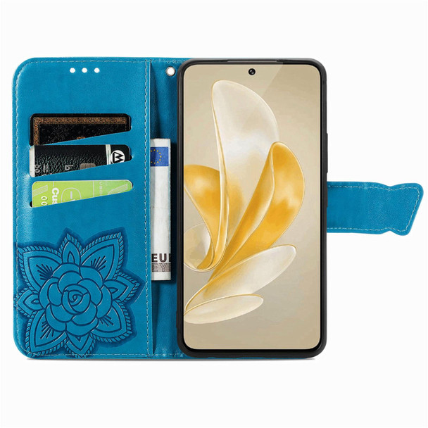 For vivo iQOO Z8X Butterfly Love Flower Embossed Leatherette Phone Case(Blue)