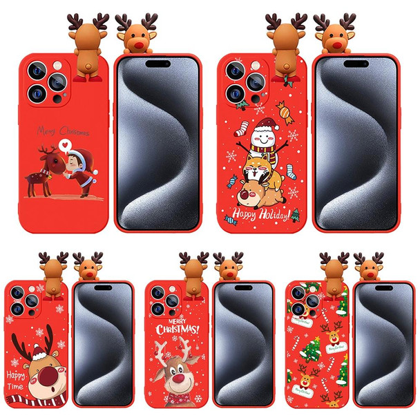 For iPhone 11 Pro Colored Drawing Deer Relief Doll Soft TPU Phone Case(Cute Elk)
