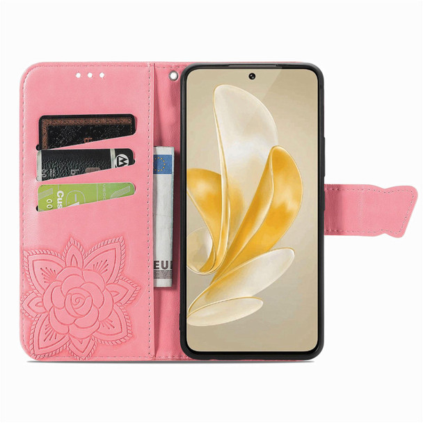 For vivo iQOO Z8 Butterfly Love Flower Embossed Leatherette Phone Case(Pink)