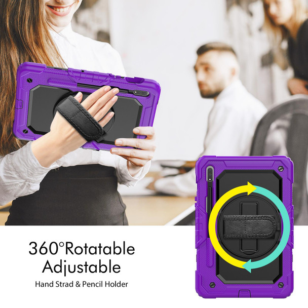 Samsung Galaxy Tab S8 11 inch SM-X700 Silicone + PC Tablet Case with Shoulder Strap(Purple+Black)