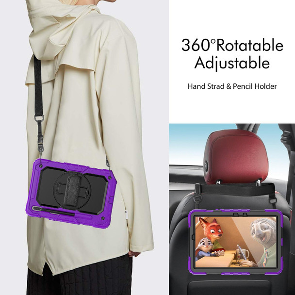 Samsung Galaxy Tab S8 11 inch SM-X700 Silicone + PC Tablet Case with Shoulder Strap(Purple+Black)