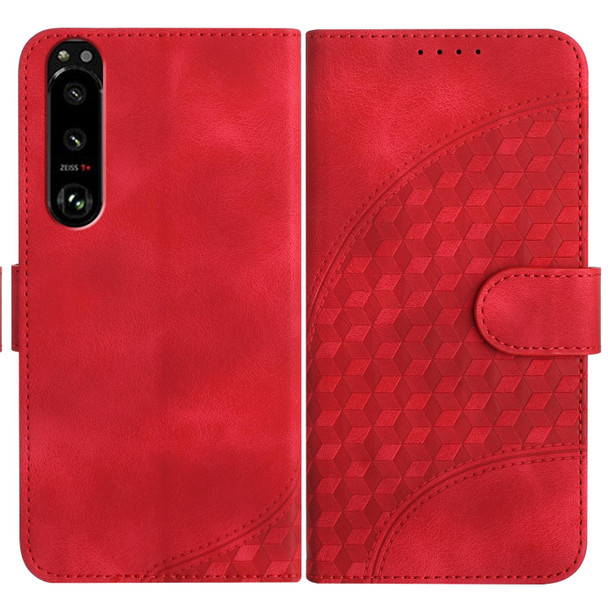 For Sony Xperia 5 III YX0060 Elephant Head Embossed Phone Leatherette Case with Lanyard(Red)