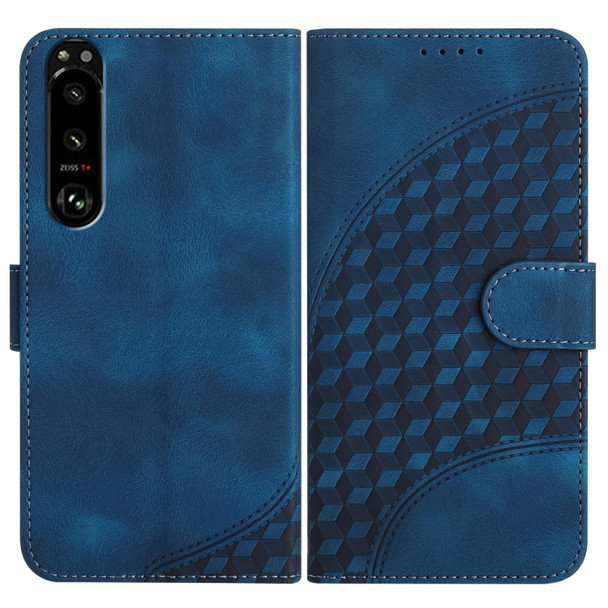 For Sony Xperia 5 III YX0060 Elephant Head Embossed Phone Leatherette Case with Lanyard(Royal Blue)