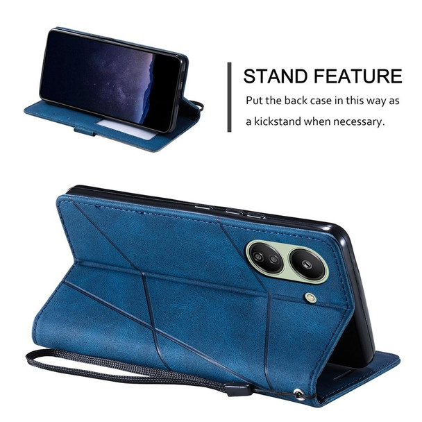 For Xiaomi Redmi 13C Skin Feel Splicing Leather Phone Case(Blue)