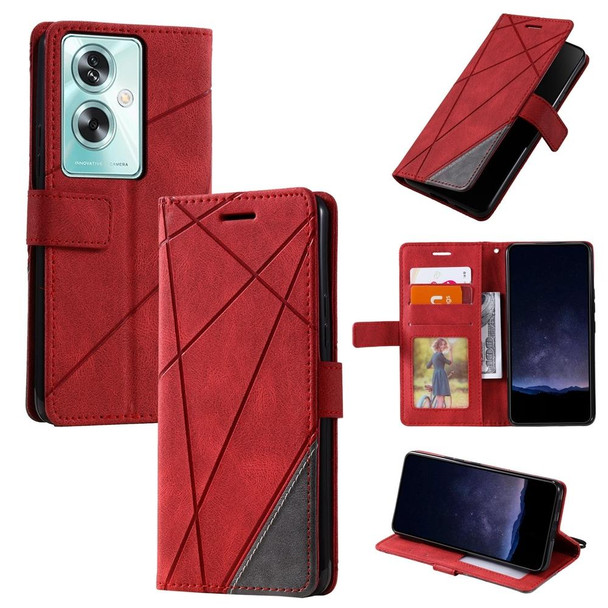 For OPPO A79 5G Skin Feel Splicing Leatherette Phone Case(Red)