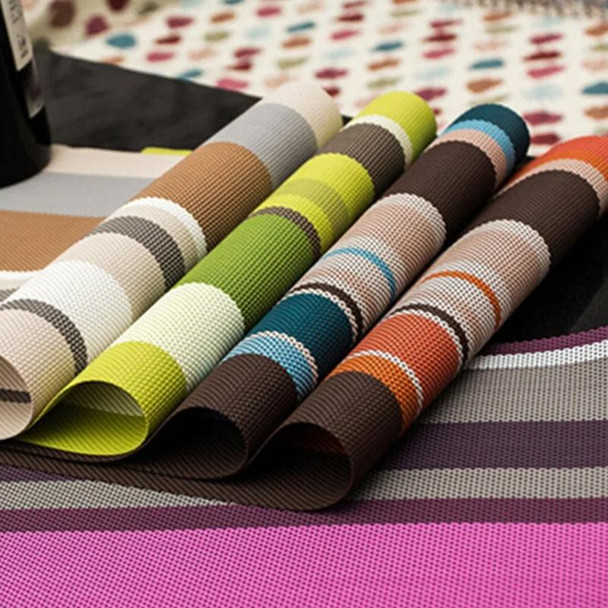 PVC Insulated Placemats Coasters Striped Cutlery Mat(Coffee)