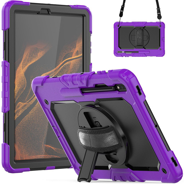 Samsung Galaxy Tab S8+ 12.4 inch SM-X800 Silicone + PC Tablet Case(Purple+Black)