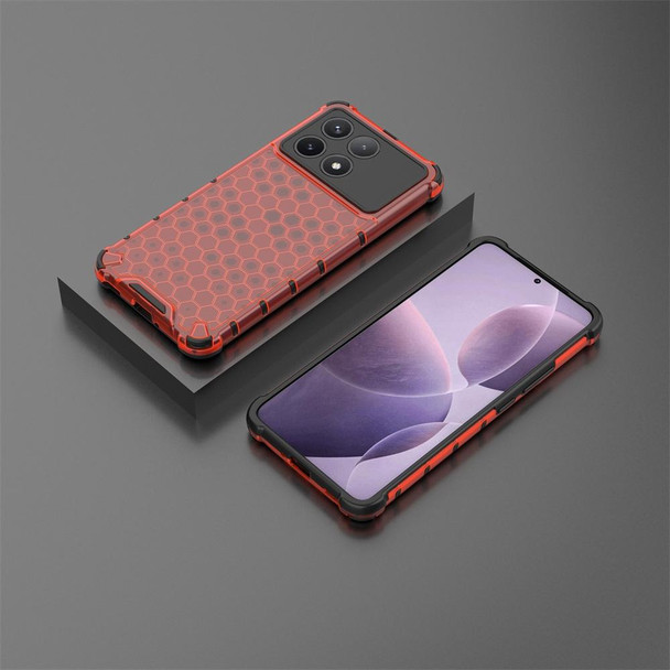 For Redmi K70 Shockproof Honeycomb Phone Case(Red)